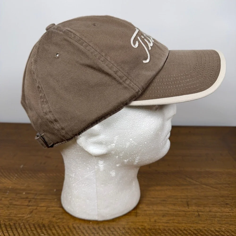 VTG Titleist Hat Mens Brown Script Logo Adjustable Cotton Golf Dad Cap Y2K